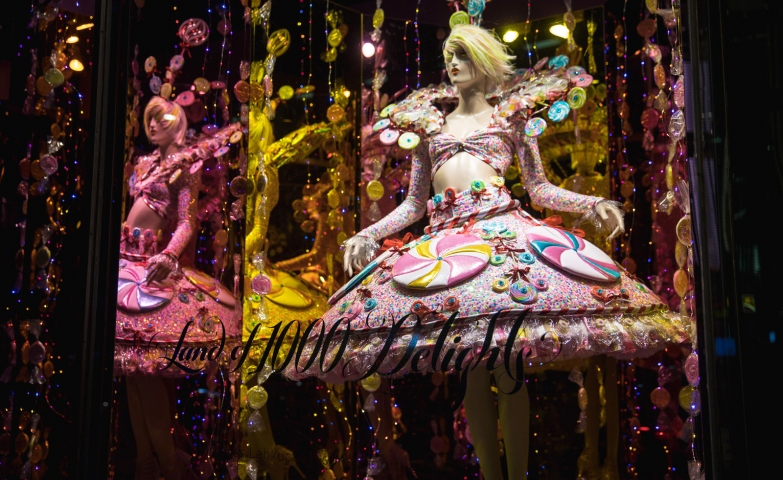 In Canada, for Christmas window display and for holidays, the mannequins are sometimes dressed in dresses made of sweets.